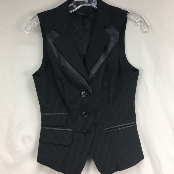 bebe Jackets & Blazers - Bebe Black Pin Stripe Casual Three Button Vest